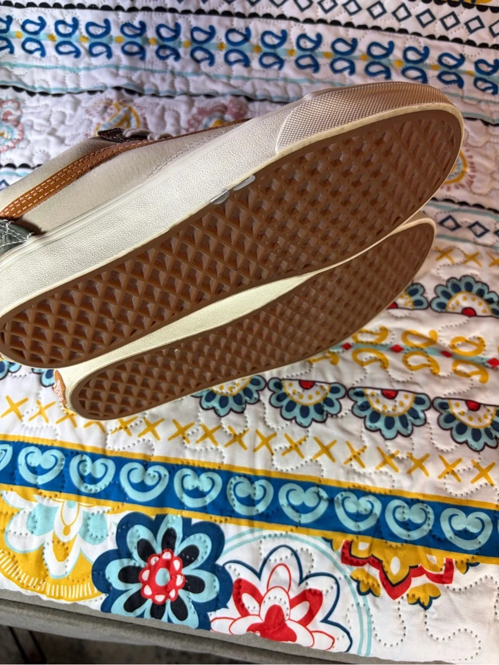 Vans Checkerboard Brown Tan Cream Sneakers